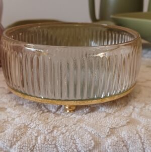 Vtg Mirrored Glass Trinket Dish